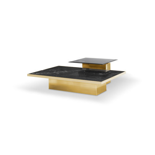 Table basse contemporaine - THOR - LUXXU MODERN DESIGN & LIVING - en laiton poli / en marbre / avec piètement en laiton poli