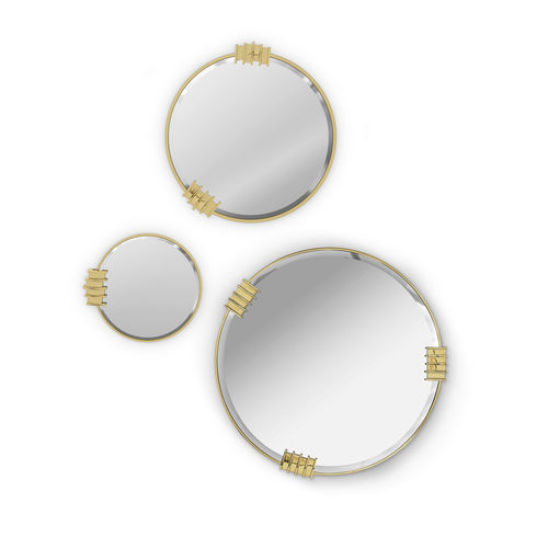 Miroir mural - Vertigo Set - LUXXU MODERN DESIGN & LIVING - contemporain / rond / en laiton plaqué or