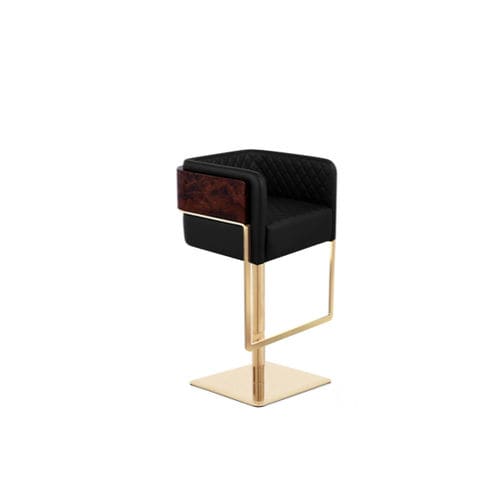 Chaise de bar contemporaine - NURA - LUXXU MODERN DESIGN & LIVING - d'intérieur / en cuir / en laiton poli