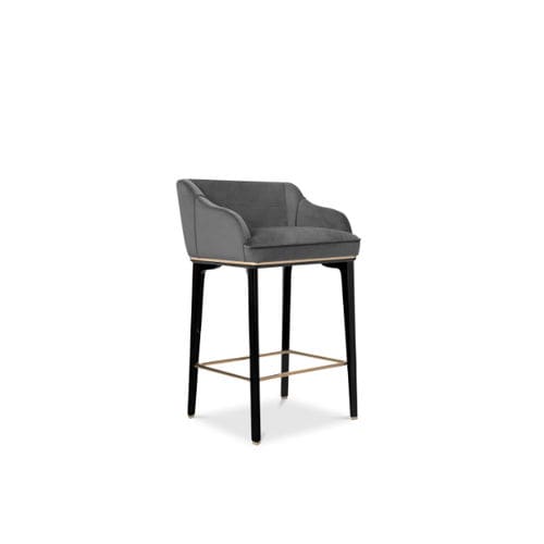 Chaise de bar contemporaine - SABOTEUR - LUXXU MODERN DESIGN & LIVING - d'intérieur / en velours / en laiton poli