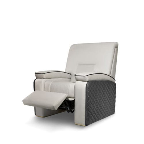 Fauteuil de massage en cuir - THOMSON - LUXXU MODERN DESIGN & LIVING - en laiton poli / avec repose-tête / avec repose-pieds
