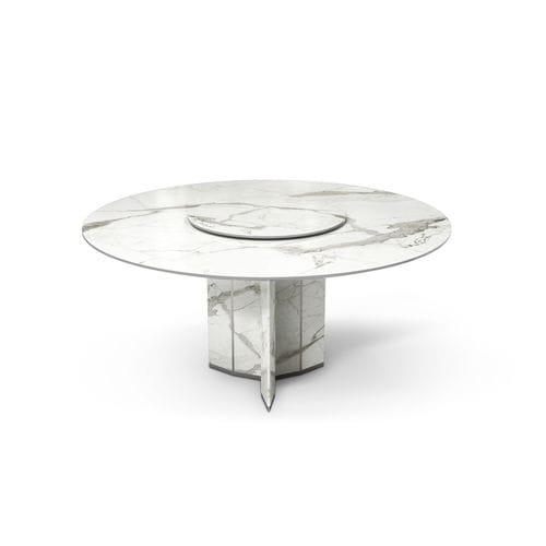 Table à manger contemporaine - ALGERONE  - LUXXU MODERN DESIGN & LIVING - en Dekton® / avec piètement en acier inoxydable poli / avec piètement en Dekton®