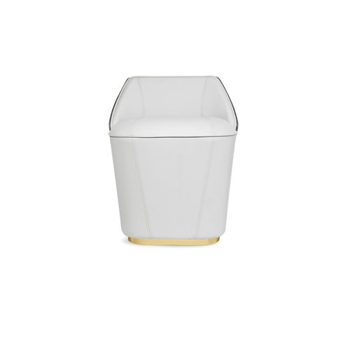 Tabouret contemporain - ALGERONE - LUXXU MODERN DESIGN & LIVING - en cuir / en placage de bois / avec piètement en laiton