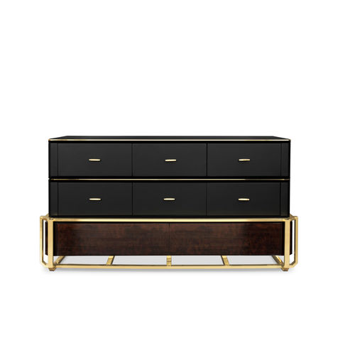 Commode contemporaine - WALTZ - LUXXU MODERN DESIGN & LIVING - en bois / en laiton poli / en cuir