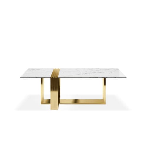 Table à manger contemporaine - VERTIGO - LUXXU MODERN DESIGN & LIVING - en laiton / en marbre / avec piètement en laiton poli