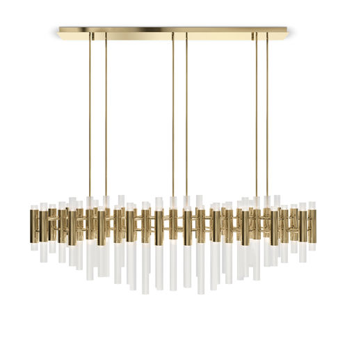 Lustre contemporain - WATERFALL RECTANGULAR  - LUXXU MODERN DESIGN & LIVING - en cristal / en laiton plaqué or / professionnel