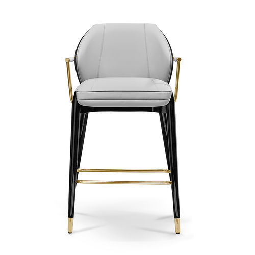 Chaise de bar contemporaine - ALGERONE II  - LUXXU MODERN DESIGN & LIVING - d'intérieur / en simili cuir / en laiton poli