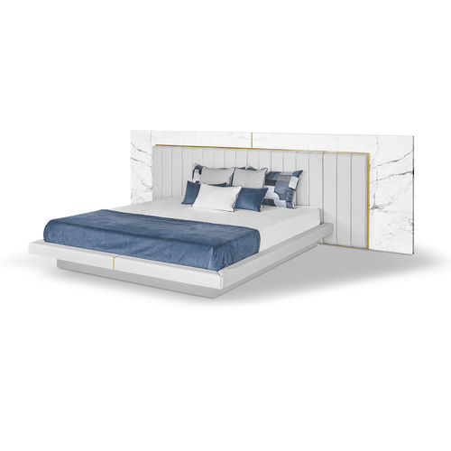 Lit double - ALGERONE - LUXXU MODERN DESIGN & LIVING - contemporain / tapissé / avec tête de lit en cuir