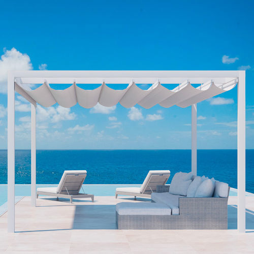 Pergola autoportée - Pergoelit-100 - LLAZA WORLD, S.A. - suspendue / en aluminium / couverture en toile