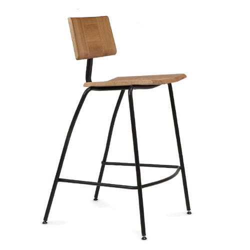 Tabouret de bar contemporain - EAGLE - TALIN SRL - en chêne / avec piètement en métal / 4 pieds