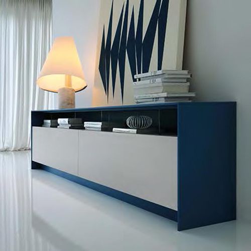 Buffet contemporain - COMP_802 - Mobilgam - en bois laqué / blanc / bleu