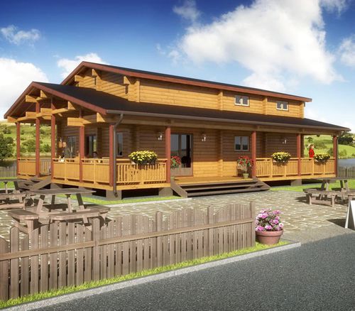 Bâtiment préfabriqué - COLONIAL - Artic House - en bois massif / pour installation sportive / pour restaurant