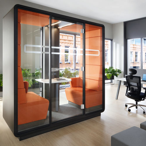 Bureau POD acoustique - HUSHMEET.S - Mikomax Smart Office - avec porte vitrée / avec éclairage LED intégré / avec prise de courant intégrée
