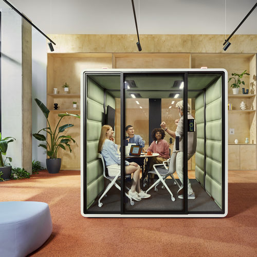 Bureau POD acoustique - HushFree.L - Mikomax Smart Office - avec porte vitrée / avec éclairage intégré / avec système de visioconférence