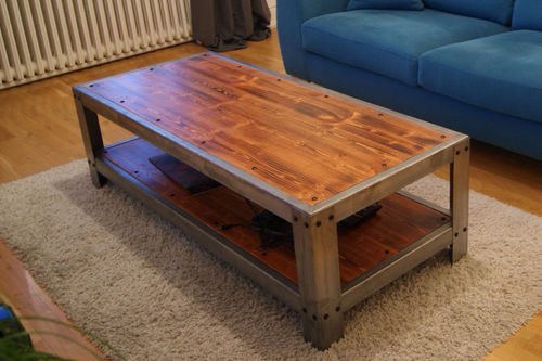 Table basse de style industriel - DOMUS - MISTERZINC - en pin / en zinc / rectangulaire