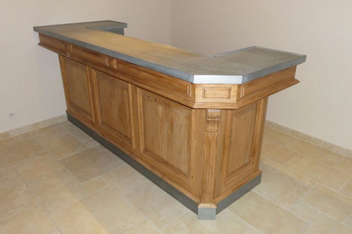 Comptoir de bar - POMMEROL - MISTERZINC - en bois / droit