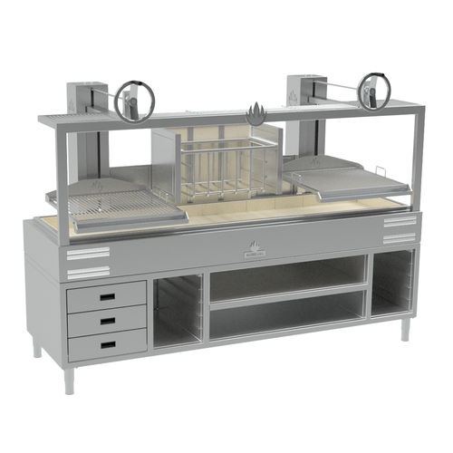 Gril à charbon - PARRILLA GMB 252 FIRE - Mibrasa Charcoal Oven SL - sur plan / pour cuisine professionnelle