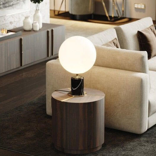 Table d'appoint contemporaine - RIGA  - Laskasas - en eucalyptus / avec piètement en eucalyptus / ronde