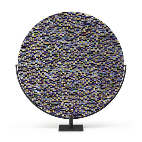 Sculpture en verre de Murano - SUNSHINE DISK - veveglass - fait main / à poser / bleue