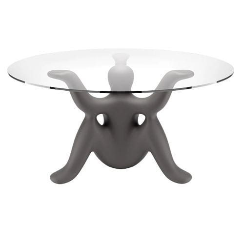 Table design original - HELPYOURSELF - Qeeboo - en verre / en polyéthylène / avec piètement en polyéthylène