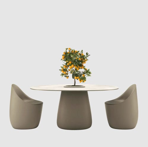 Table contemporaine - COBBLE - Qeeboo - en grès cérame / avec piètement en grès cérame / ovale