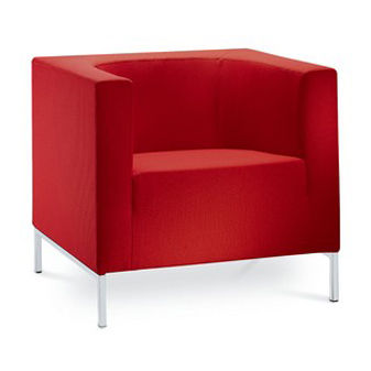 Fauteuil contemporain - KUBIK - LD Seating s.r.o. - en cuir / en tissu / rouge