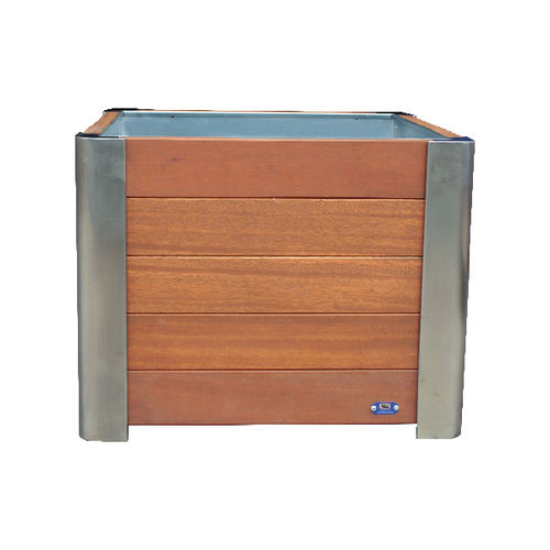 Jardinière en bois - WOOD - Ado urban - en acier inoxydable / en acier galvanisé / carrée