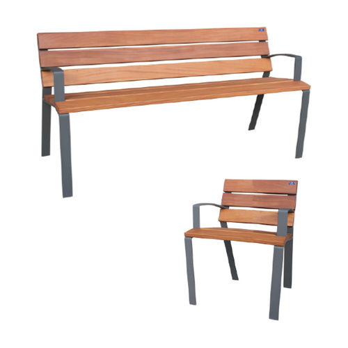 Banc public classique - ESTROFA - Ado urban - en bois / en fer / avec dossier