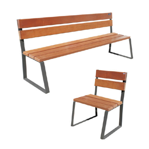 Banc public contemporain - NOTE - Ado urban - en bois / en fer / avec dossier