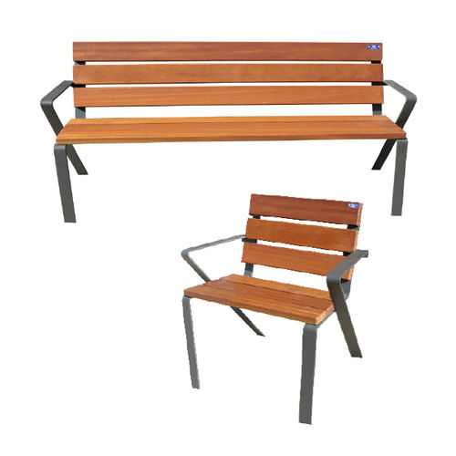 Banc public classique - LORCA - Ado urban - en bois / en métal / avec dossier