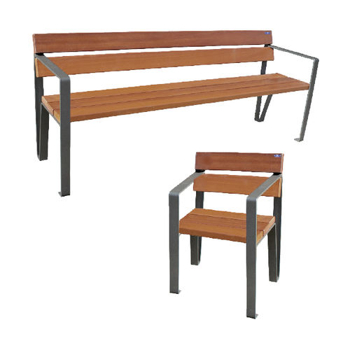 Banc public classique - CERVANTES - Ado urban - en bois / en métal / avec dossier