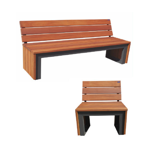 Banc public contemporain - PROSA - Ado urban - en bois / en fer / avec dossier