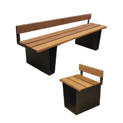Banc public contemporain - TEATRO - Ado urban - en bois / en tôle / avec dossier