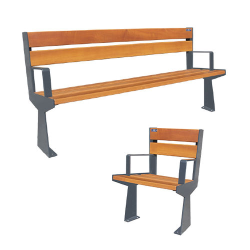 Banc public design original - ENTE - Ado urban - en bois / en tôle / avec dossier