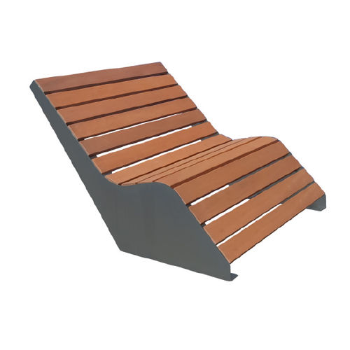 Banc public design original - VERNE - Ado urban - en bois / en fer / professionnel