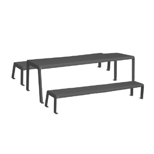 Ensemble table et bancs contemporain - OCIO - Ado urban - en acier / en aluminium / en fonte
