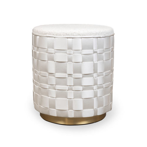 Tabouret contemporain - GRACE  - Memoir - en tissu / avec piètement en laiton brossé / piètement central