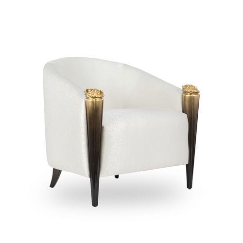 Fauteuil contemporain - BLOSSOM  - Memoir - en tissu / blanc / 4 pieds