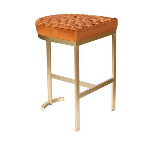 Tabouret de bar contemporain - GRACE  - Memoir - en tissu / avec piètement en laiton brossé / 3 pieds