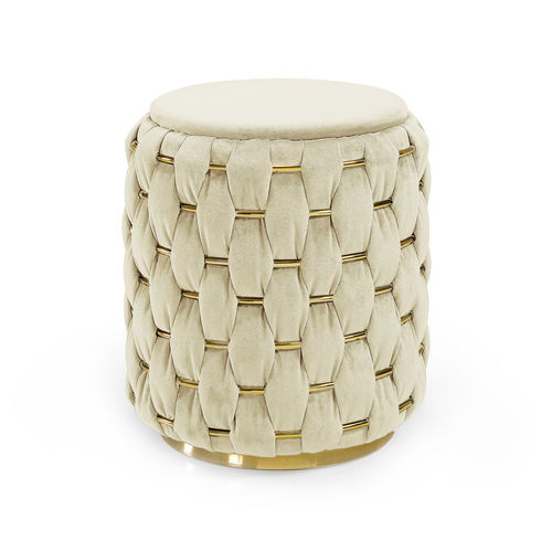 Tabouret contemporain - LUST  - Memoir - en tissu / avec piètement en laiton poli / piètement central
