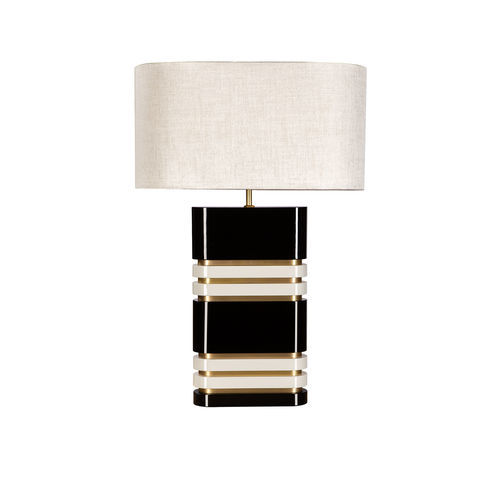 Lampe de table - NUIT  - Memoir - en laiton brossé / en tissu / en bois laqué
