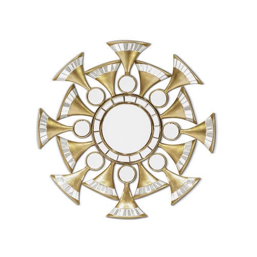 Miroir mural - RADIANCE - Memoir - contemporain / rond / en bois doré à la feuille d'or