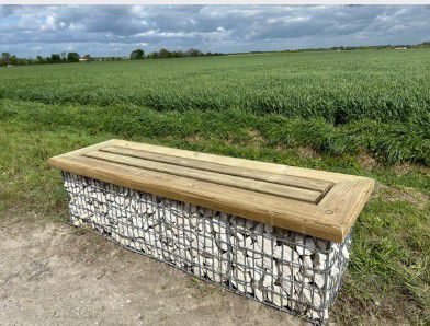 Banc public contemporain - CONTOUR - ID GABION - L'AGENCE URBAINE - en acier galvanisé / en acier / en béton