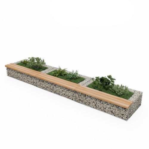 Jardinière en métal - JG10105 - ID GABION - L'AGENCE URBAINE - en pierre / rectangulaire / carrée