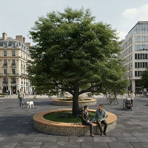 Jardinière en pierre naturelle - NATURA - ID GABION - L'AGENCE URBAINE - ronde / modulable / 100% recyclable