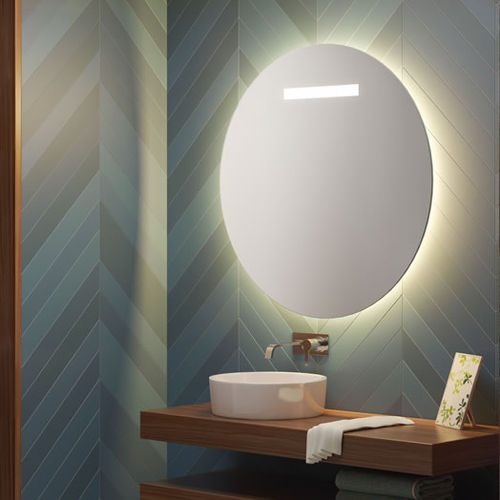 Miroir de salle de bain mural - E-L8F - Uraldi - contemporain / rond / blanc