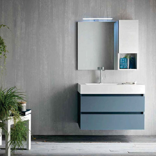 Meuble vasque suspendu - QB55 - IDEAL BAGNI - en orme / contemporain / avec miroir