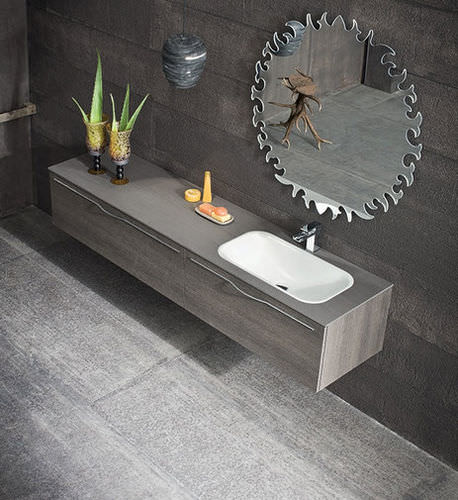 Meuble vasque suspendu - QB01 - IDEAL BAGNI - en mélaminé / en chêne / contemporain
