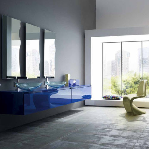 Meuble vasque double - AS03 - IDEAL BAGNI - suspendu / en verre / contemporain