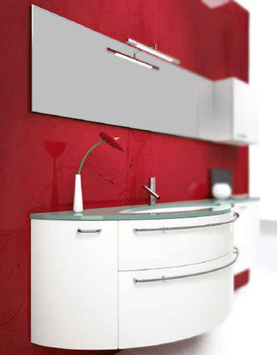 Meuble vasque suspendu - AV09 - IDEAL BAGNI - en verre / contemporain / laqué